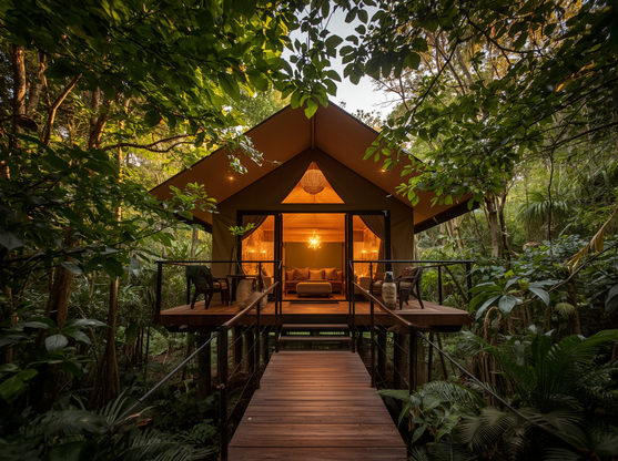 Glamping pod in forest canopy
