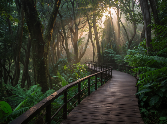 Guided nature trail through a wildlife sanctuary