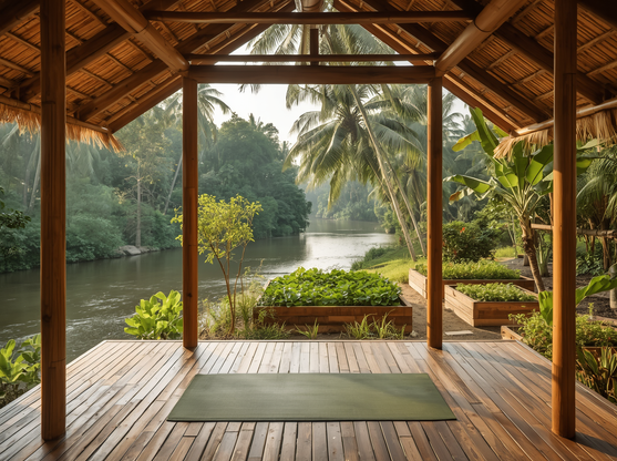 Wellness retreat dining setting